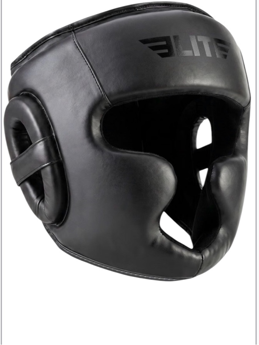 NEW Elite Men's Black Faux Leather Headguard - Protective Sparring Face Mask